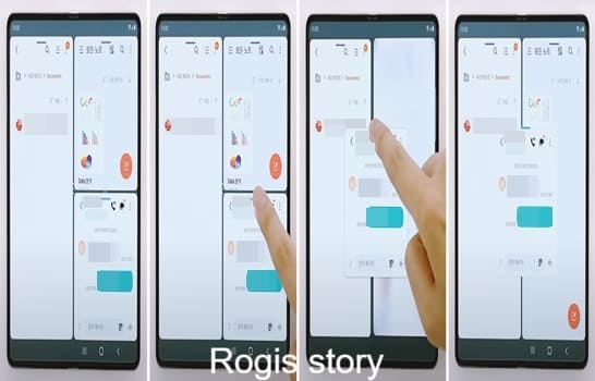 갤럭시-Z-폴드-3에서-분할-화면-방식으로-실행된-멀티-윈도우-창을-분할-화면-방식으로-전환하는-과정의-모습