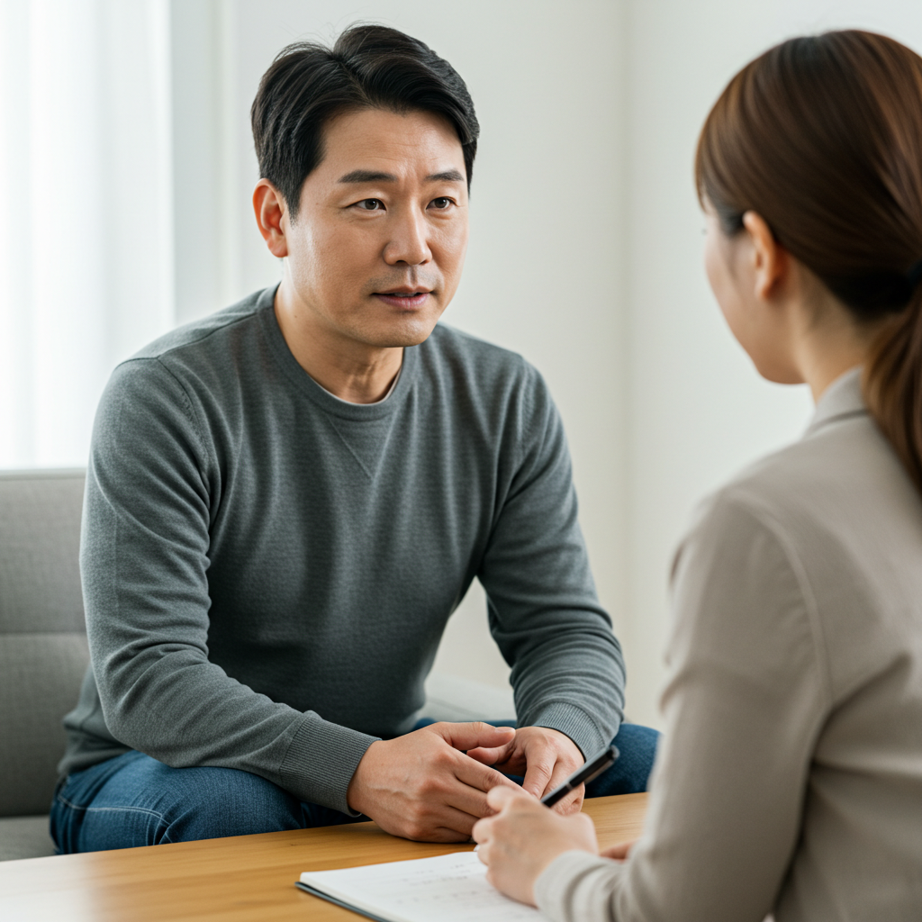 변호사사무실에서 개인회생 상담을 무료로 받고 있는 모습