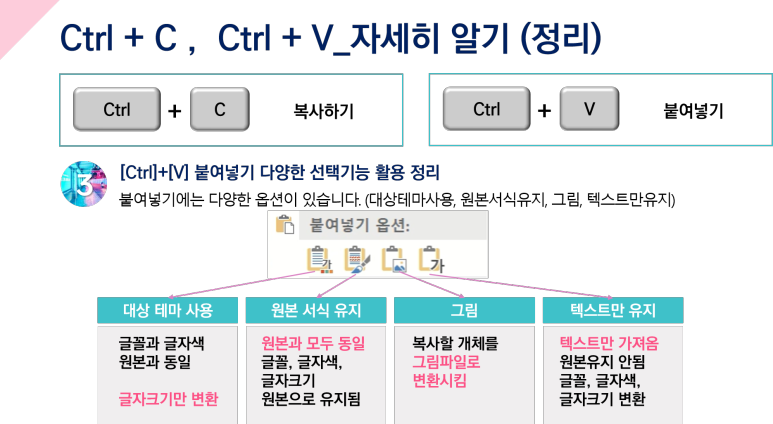 붙여 넣기 옵션 사용하는 방법