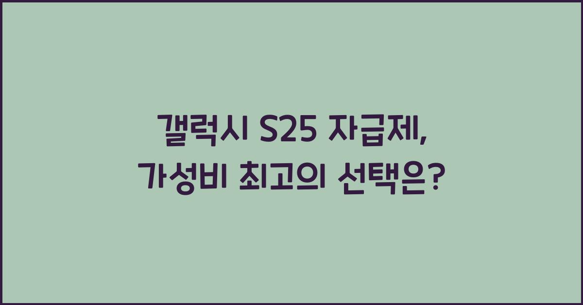 갤럭시 s25 자급제