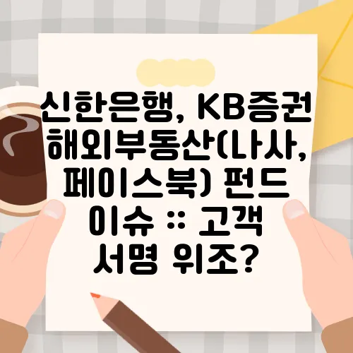 신한은행, KB증권 해외부동산(나사, 페이스북) 펀드 이슈 :: 고객 서명 위조?