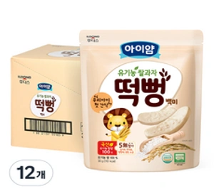 일동후디스 아이얌 유기농 쌀과자 떡뻥&#44; 백미&#44; 12개&#44; 30g