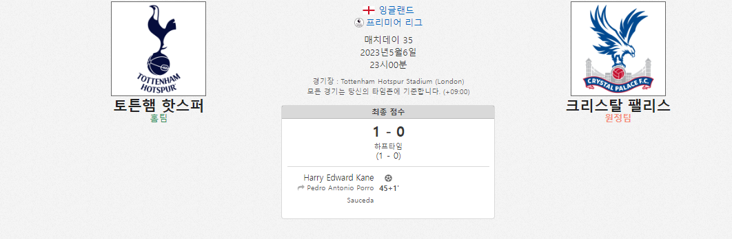 토트넘 vs 팰리스