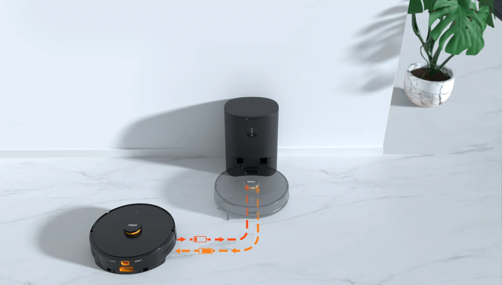 imou 로봇청소기가 자동으로 복귀해 충전되는 사진