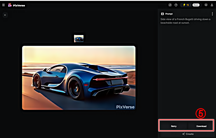 AI 비디오 생성 결과 다운로드 │픽스버스 2.5
