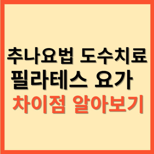  추나요법 도수치료 필라테스 요가 차이점 알아보기