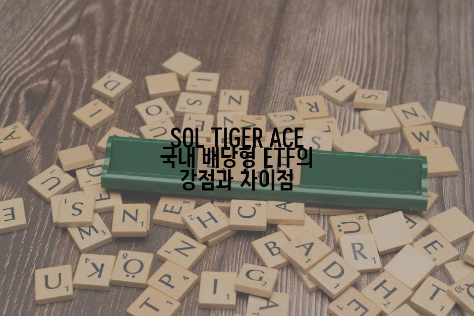 SOL TIGER ACE 국내 배당형 ETF의 강점과 차이점