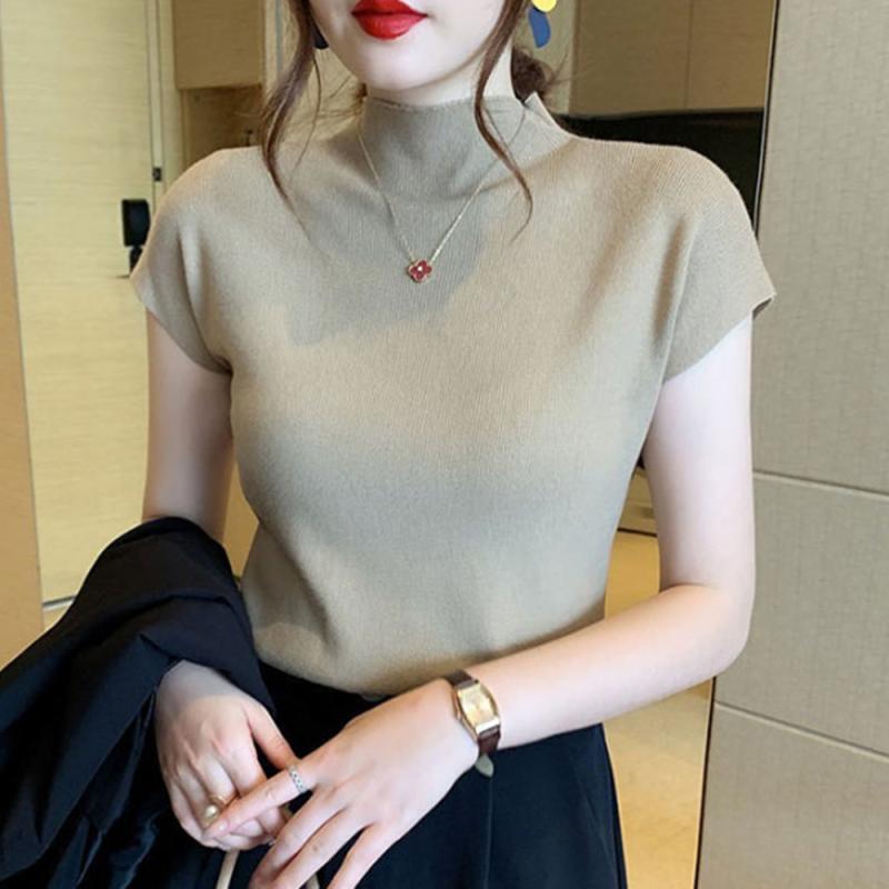 반목폴라 반팔목폴라 핑크 터틀넥 이너