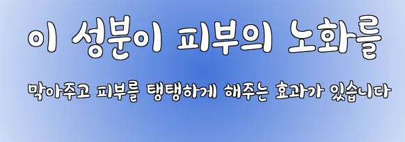  이 성분이 피부의 노화를 막아주고 피부를 탱탱하게 해주는 효과가 있습니다