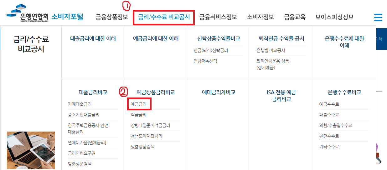 전국은행연합회-홈페이지-메인-화면