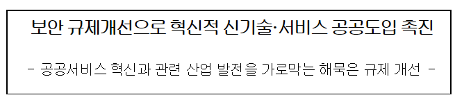 보안 규제개선으로 혁신적 신기술 서비스 공공도입 촉진