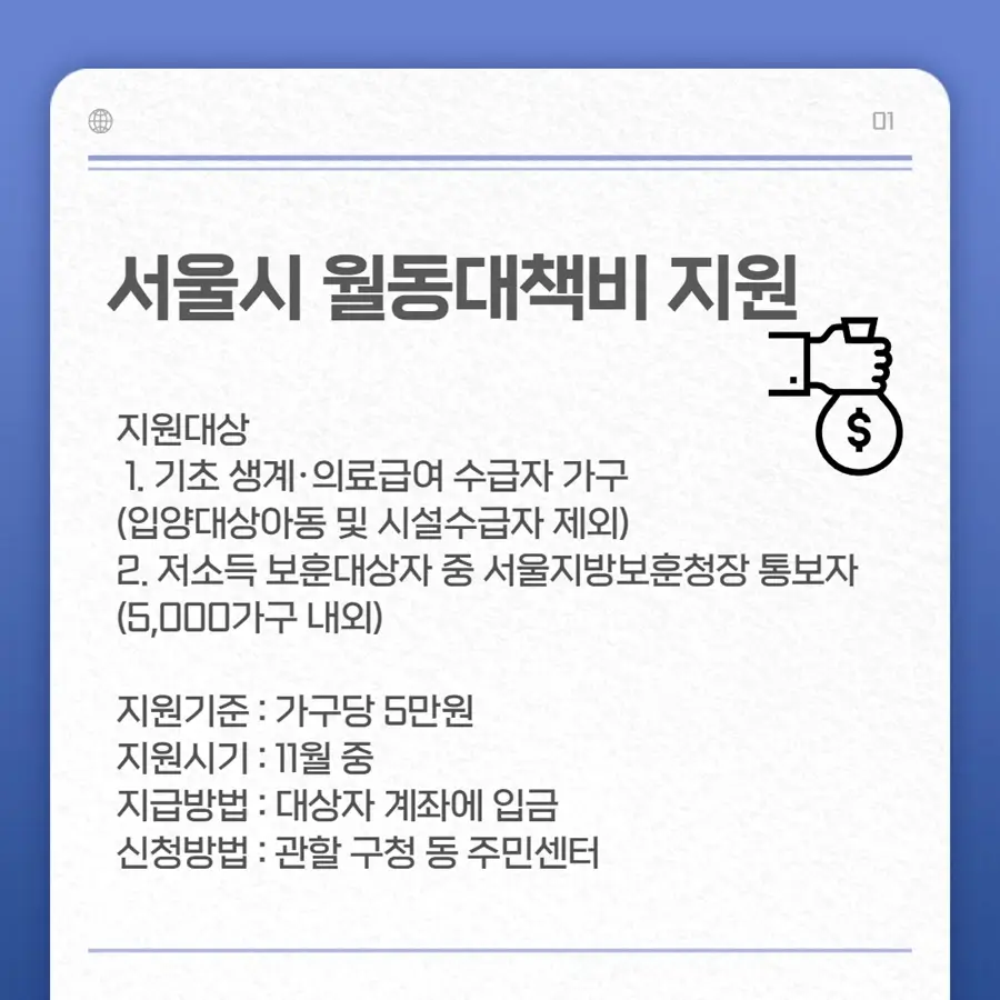  저소득층, 기초생활수급 노인가구, 차상위계층 월동난방비