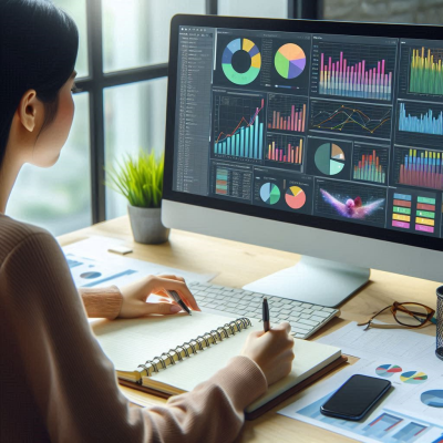 그래프와 차트를 분석하는 데이터 분석가의 모습입니다.