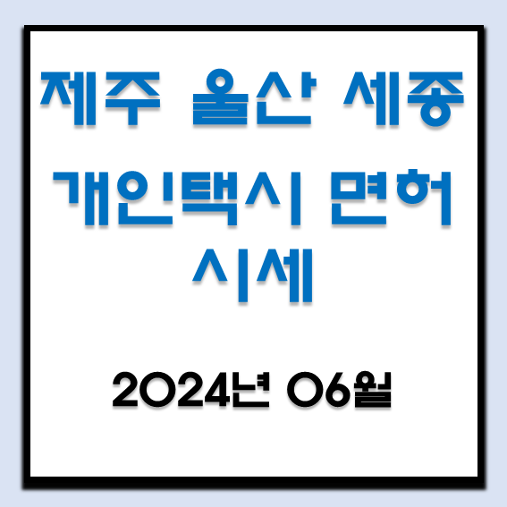  2024년 6월 제주 울산 세종 개인택시 면허 오늘 시세