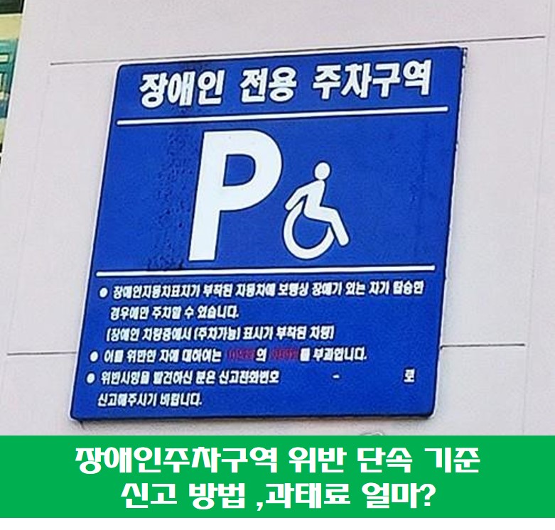 장애인주차구역 단속 표지판 사진