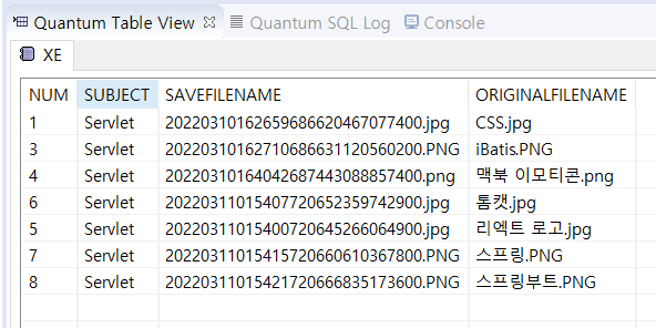 파일 업로드를 하면 DB에도 데이터가 들어간다.
