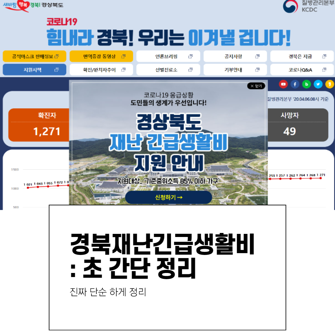  경북재난긴급생활비 초간단 정리 접수 방법 코로나19긴급생활비 신청