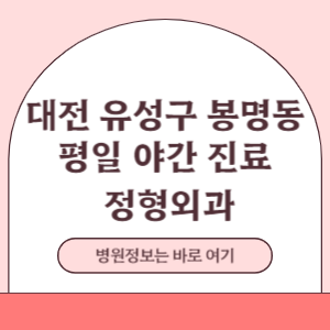 대전 유성구 봉명동 평일 야간진료 정형외과 진료 병원