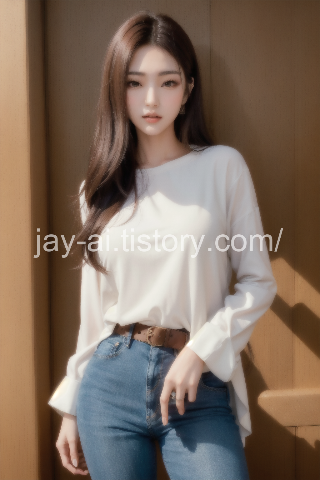  [AI lookbook] 흰셔츠 청바지 패션 여자친구