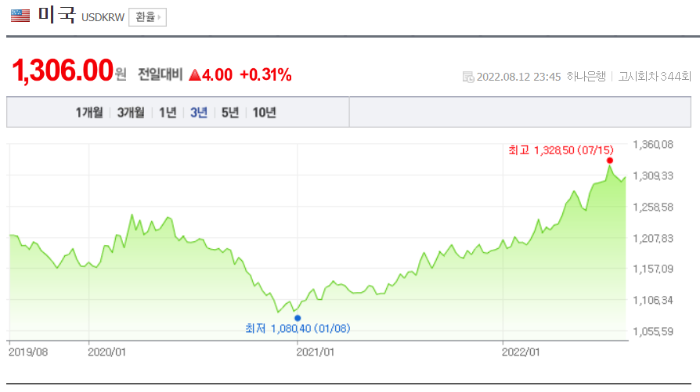 달러 가치 그래프