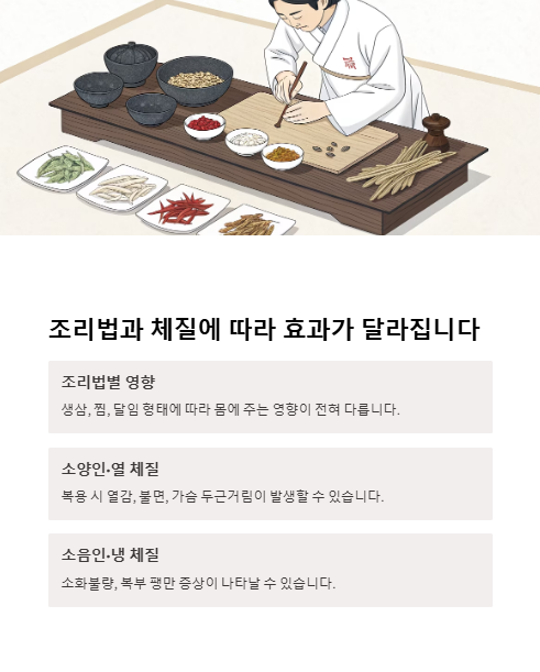 조리법과 체질에 따라 효과가 달라집니다