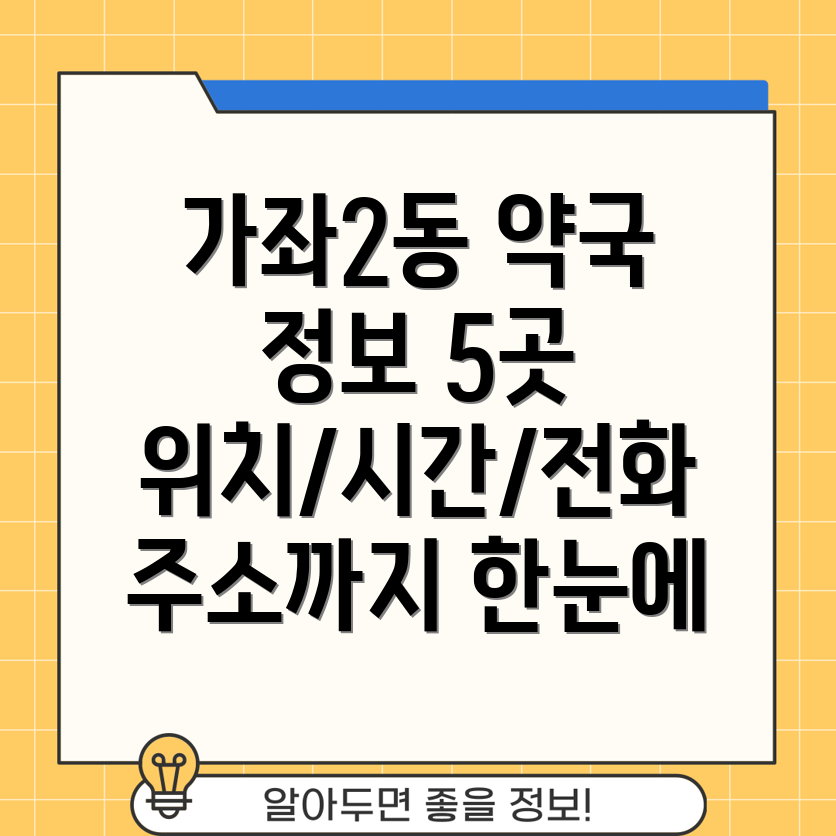 인천 서구 가좌2동 약국 5곳 운영시간, 위치, 전화번호, 주소 정보