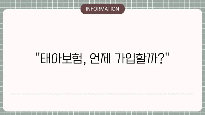 태아보험 가입시기 - 최적의 가입 시점 및 조건