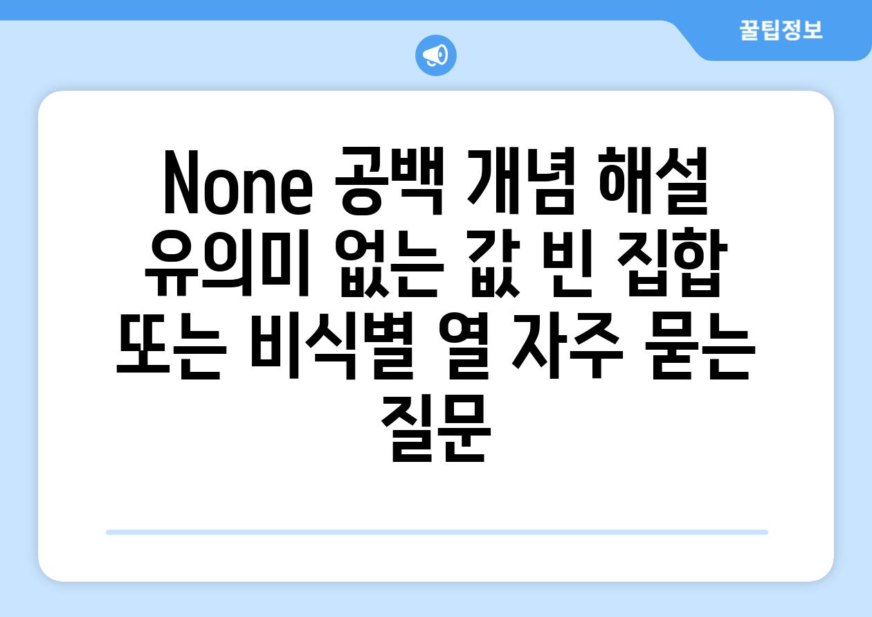 ['None 공백 개념 해설| 유의미 없는 값, 빈 집합 또는 비식별 열']