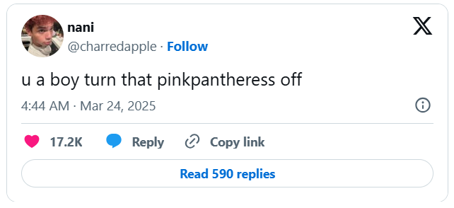 u a boy turn that PinkPantheress off