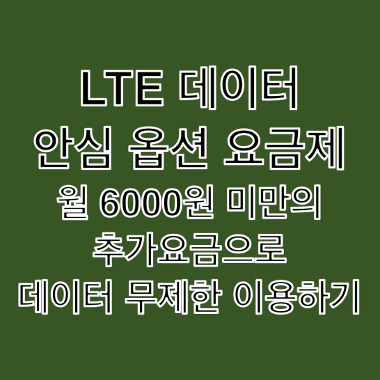  [LTE 데이터 안심 옵션 요금제] 월 6000원 미만의 추가 요금으로 데이터를 무제한 이용하는 방법