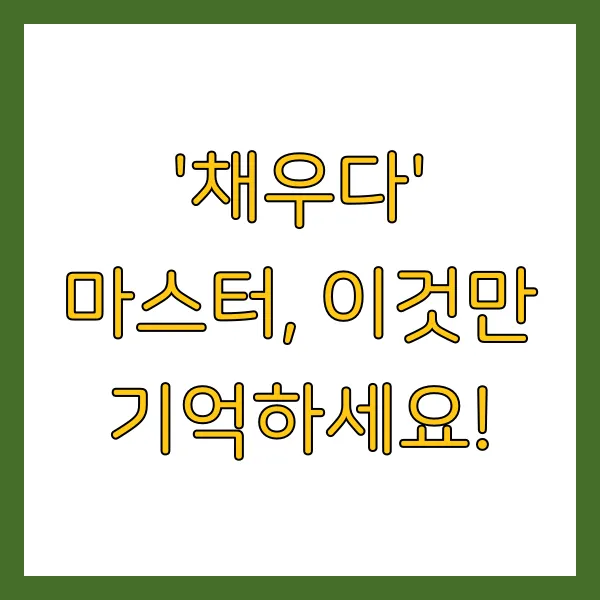 채우다 체우다 맞춤법 헷갈리는 표현 해설