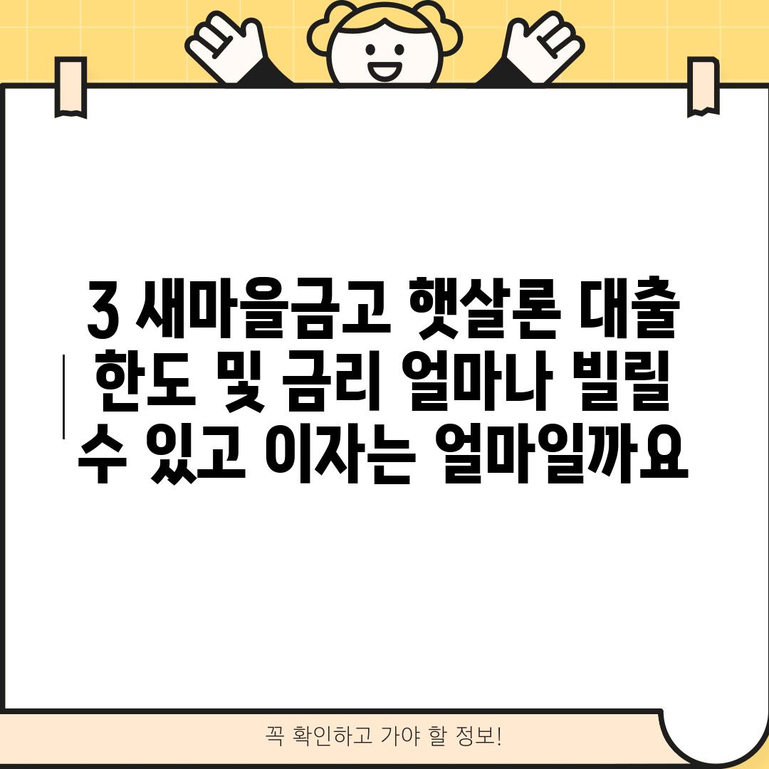 3. 새마을금고 햇살론 대출 한도 및 금리: 얼마나 빌릴 수 있고, 이자는 얼마일까요?