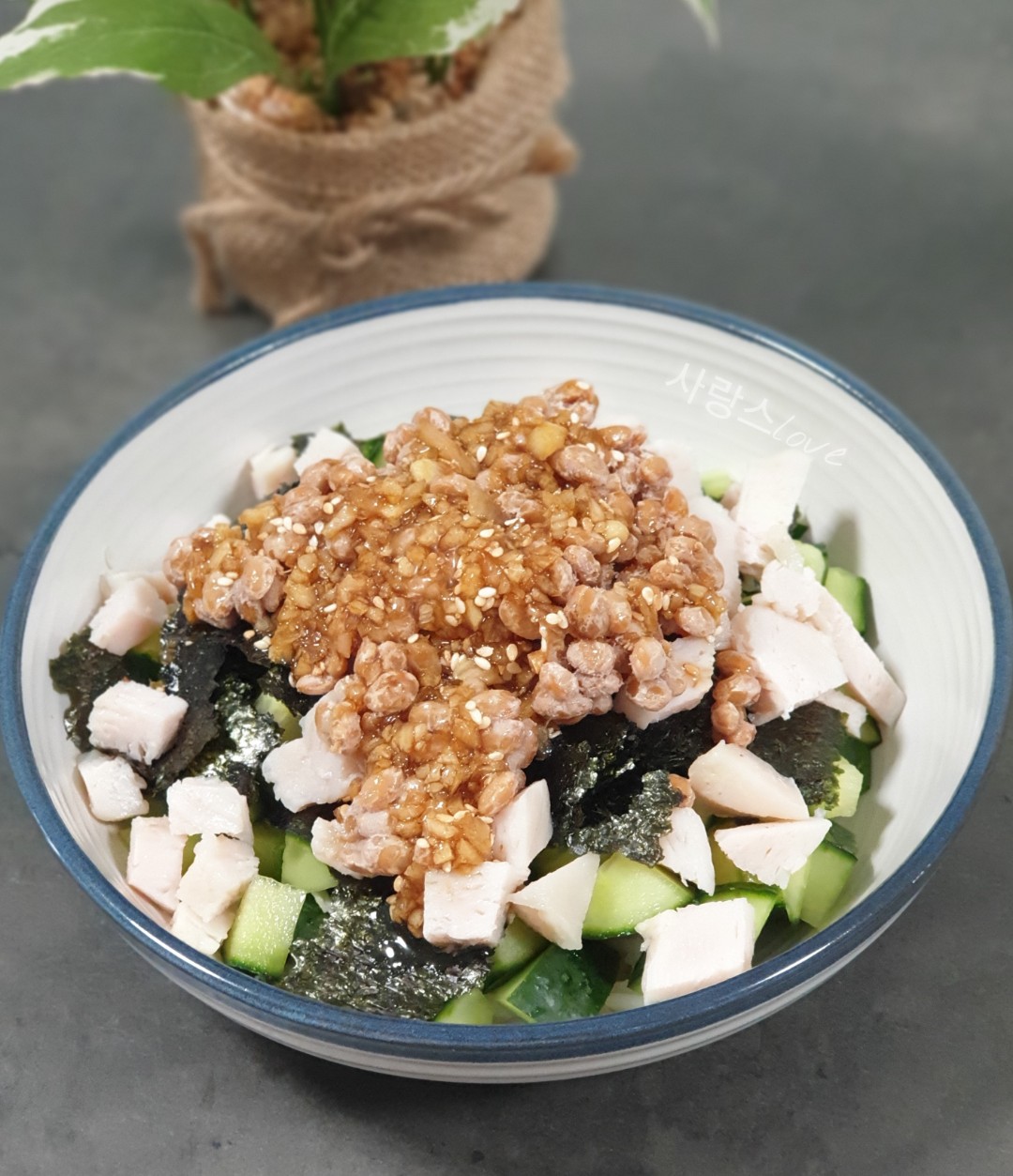  닭가슴살 오이 김 비빔밥 만들기 다이어트 용 한 그릇 요리