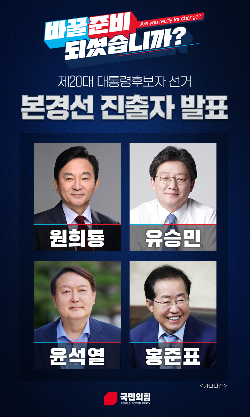 국민의힘 2차경선 통과자가 발표되었습니다.