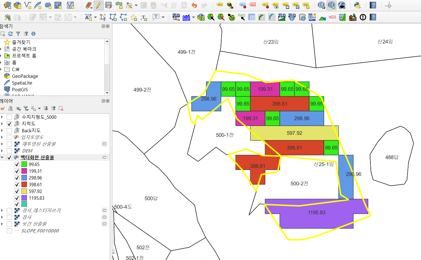  Qgis 구역별 면적 구하기 + 기본통계구하기