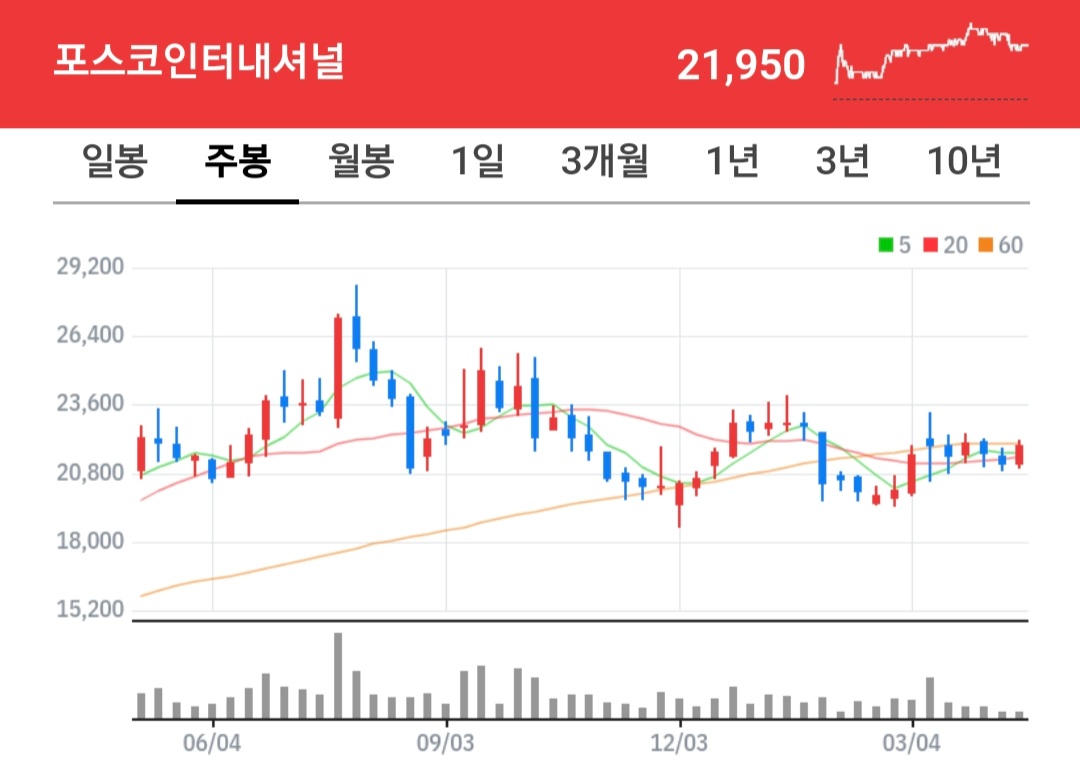 포스코인터내셔널 주식 차트