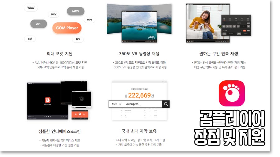 곰플레이어 다운로드 시, 장점 및 지원