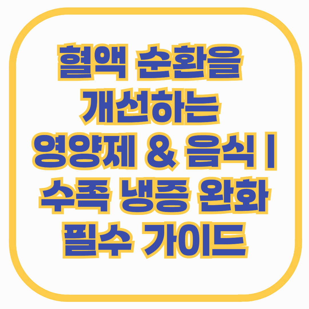 혈액 순환을 개선하는 영양제 &amp; 음식 수족 냉증 완화 필수 가이드