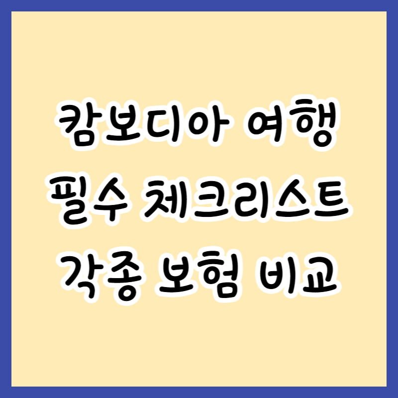  캄보디아 한국인사망 해외여행 필수 체크리스트 및 보험가격비교