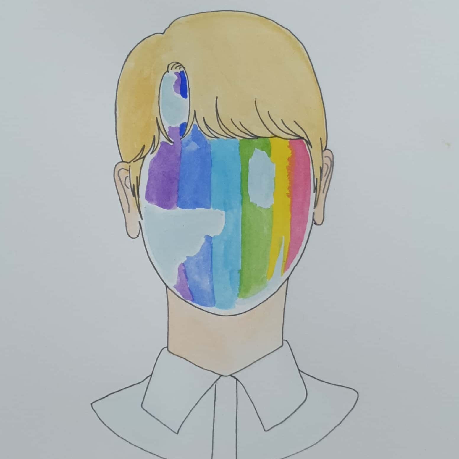  Rainbow Face 무지개 얼굴 / 일러스트 그림 드로잉 / 추상화 그리기