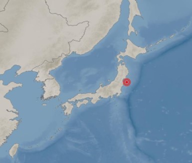 일본 지도 지진발생한 위치