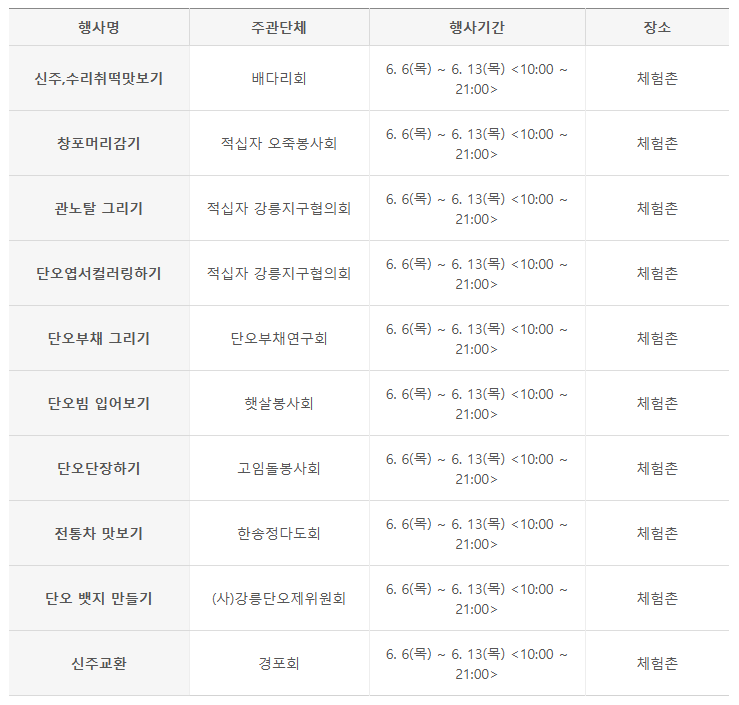 2024 강릉단오제 일정, 불꽃놀이, 주차장 및 교통편 총정리