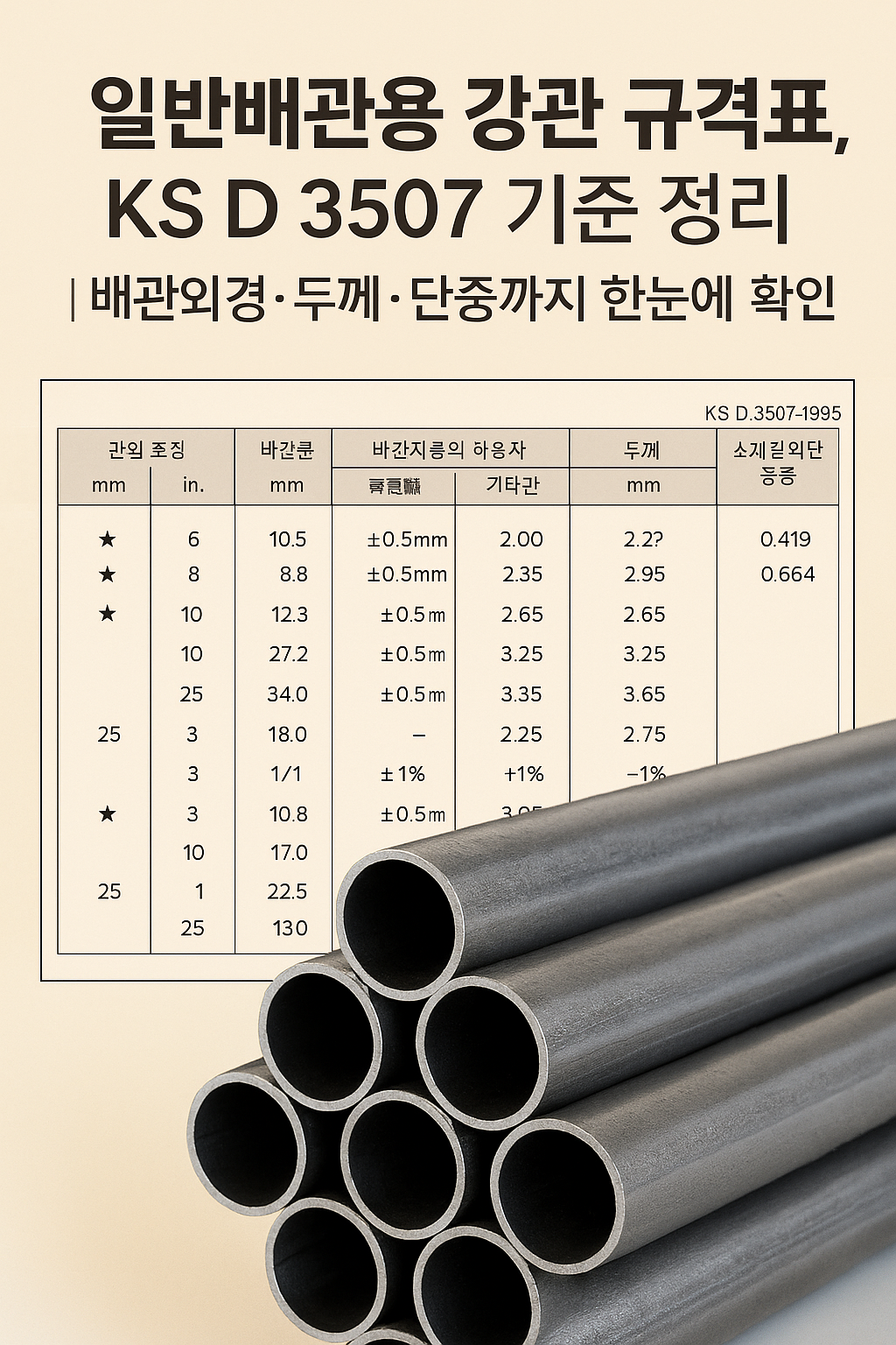 일반배관용 강관 KS D 3507 규격에 대하여 알아보자.