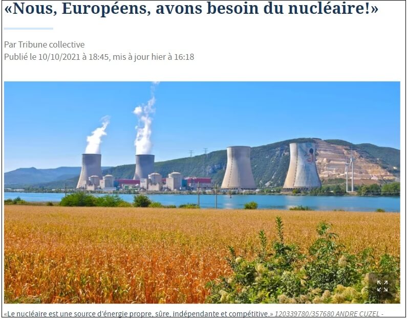  “우리 유럽인들은 원자력 발전이 필요합니다" 유럽 10개국 장관들  Nous, Européens, avons besoin du nucléaire!