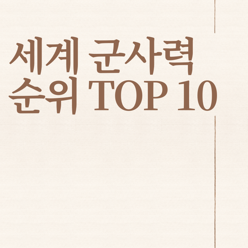  세계 군사력 순위 TOP10 랭킹[대한민국은 얼마나 강할까?]