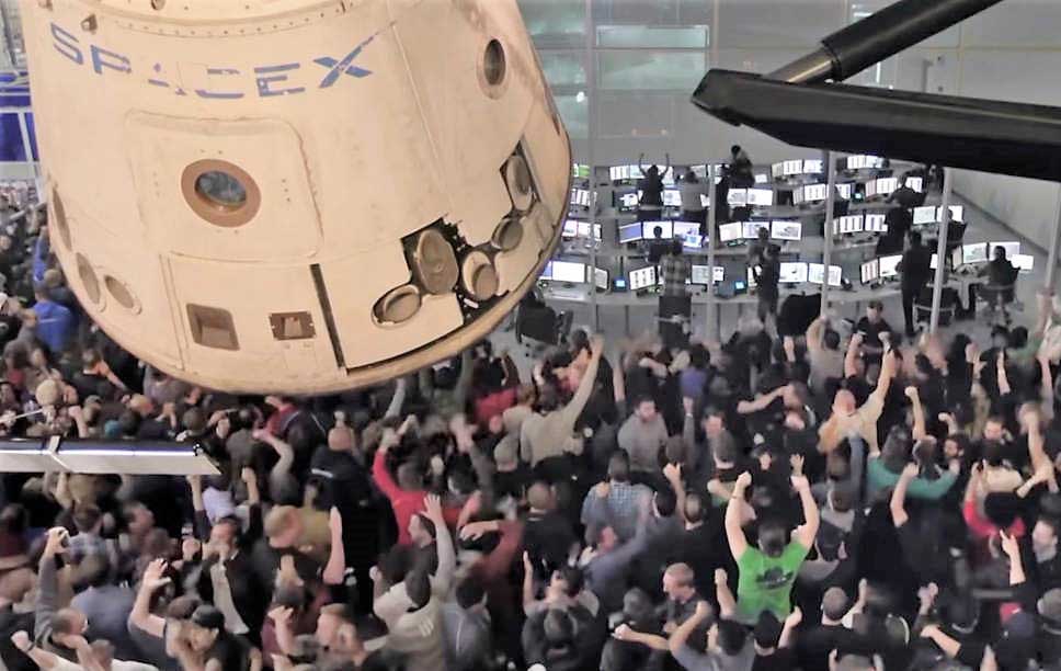 SpaceX employees cheer as rocket explodes