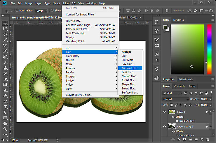 키위 이미지 그림자 수작업