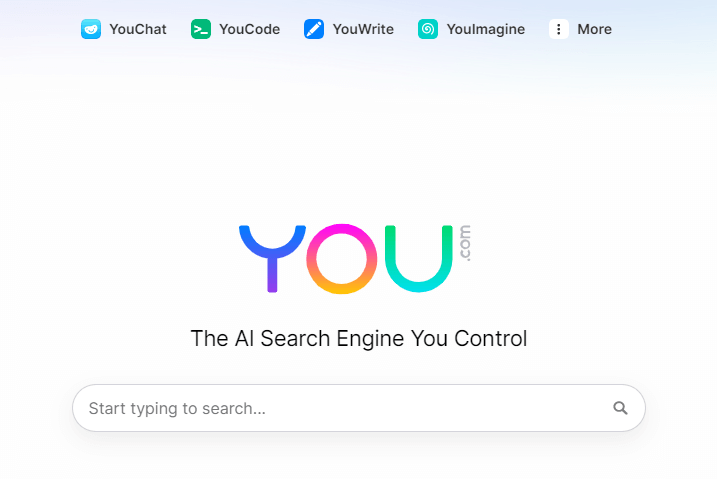 You.com 메인 화면