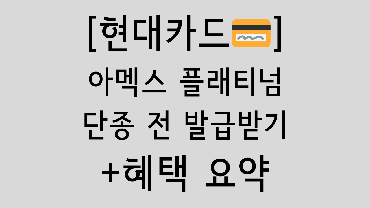 현대카드 아멕스 플래티넘 (현아플) 단종 전 발급 받기 / 혜택 요약