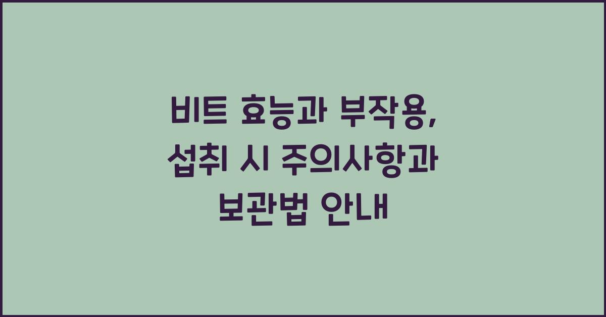 비트 효능과 부작용, 섭취 시 주의사항 및 보관 방법